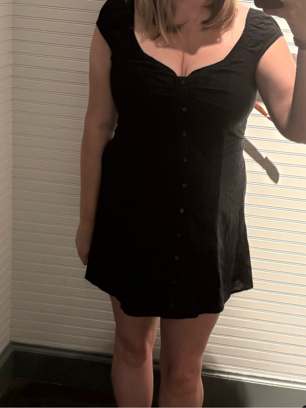 Hollister Black Button-Front Mini Dress